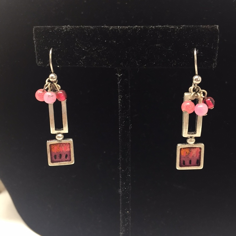 Chico’s earrings painted squares, rectangles beads